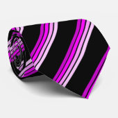 Cravate rayée Noir & Fuchsia (Roulé)