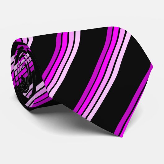 Cravate rayée Noir & Fuchsia (Roulé)