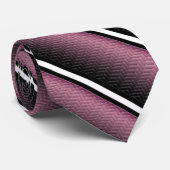 Cravate rayée noire blanche et rose (Roulé)