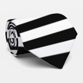 Cravate rayée noire et blanche de rectangles (Roulé)