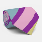 Cravate rayée pourpre, rose, turquoise et jaune (Roulé)
