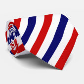 Cravate rayée rouge blanc et bleu (Roulé)