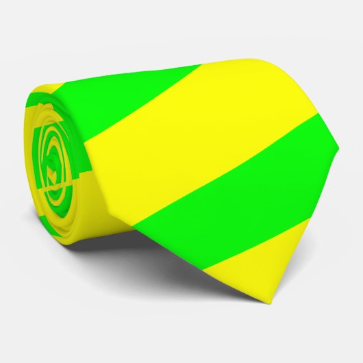 Cravate rayée vert néon et jaune (épaisses rayures (Roulé)