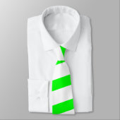 Cravate rayée verte et blanche au néon (rayures (Attaché)