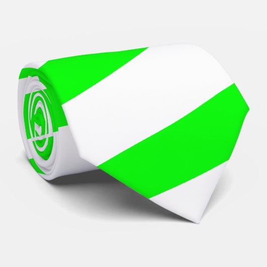 Cravate rayée verte et blanche au néon (rayures (Roulé)