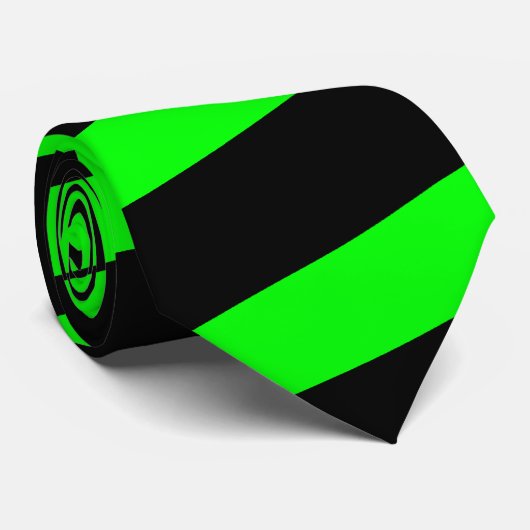Cravate rayée verte néon et noire (épaisses rayure (Roulé)