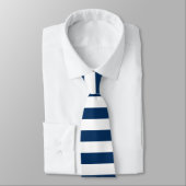 Cravate Rayure blanche bleue de monogramme rouge nautique (Attaché)