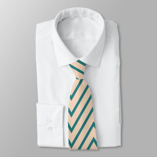 Cravate Rayure Chevron Bleue Pêche (Attaché)
