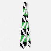 Cravate Rayure Chevron Noir Vert (Devant)