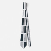 Cravate Rayure damier bleu marine noir et blanc (Devant)