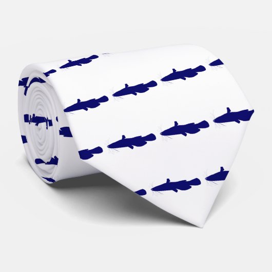 Cravate Rayure de poisson-chat bleu (Roulé)