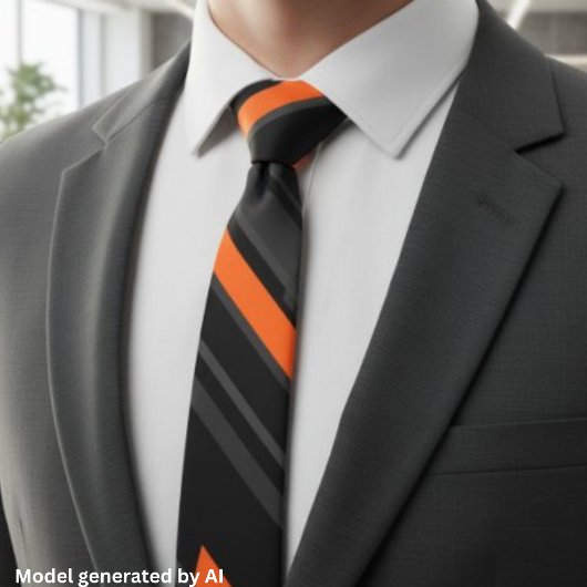 Cravate Rayure diagonale orange noir moderne