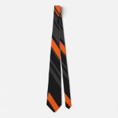 Cravate Rayure diagonale orange noir moderne (Devant)