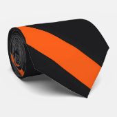 Cravate Rayure diagonale orange noir moderne (Roulé)
