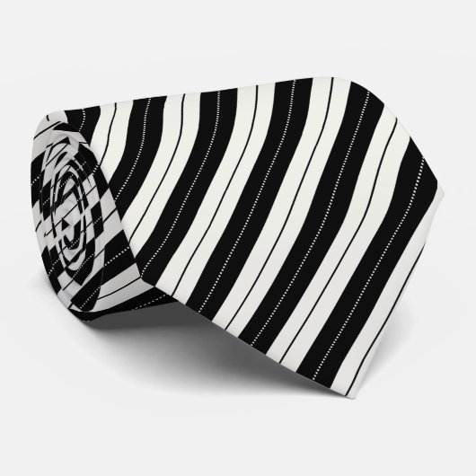 Cravate Rayure géométrique moderne noir et blanc (Roulé)