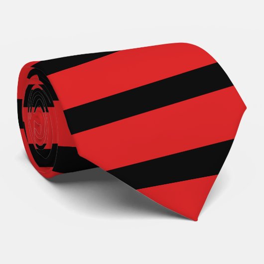 Cravate Rayure horizontale rouge et noire (Roulé)