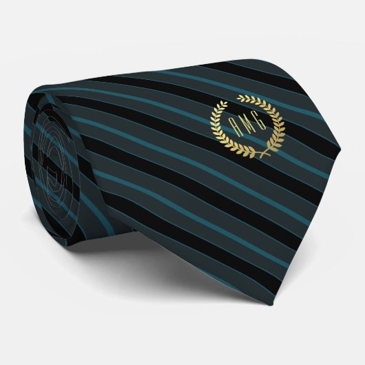 Cravate Rayure noire encadrée minimale de Teal | de (Roulé)