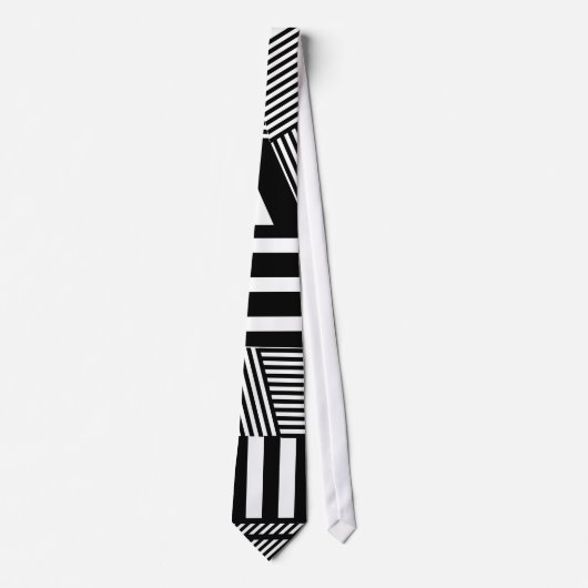 Cravate Rayure noire et blanche classique (Devant)