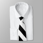 Cravate Rayure noire et blanche, diagonale (Attaché)