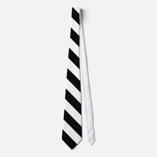 Cravate Rayure noire et blanche, diagonale (Devant)