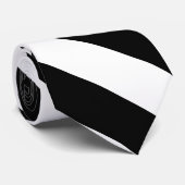 Cravate Rayure noire et blanche, diagonale (Roulé)