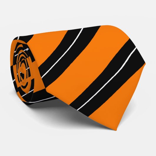 Cravate Rayure orange + Filet blanc (Roulé)