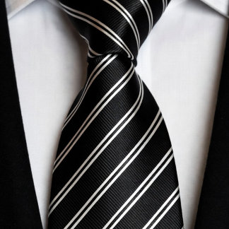 Cravate Rayure triple noire et blanche pour les affaires m