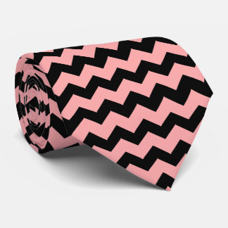 Cravate Rayure Zig Zag Rose Sur Fond de Couleur au Choix