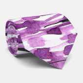 Cravate Rayures Abstraites d'aquarelle violet (Roulé)