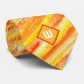 Cravate Rayures aquarelles orange et jaune (Roulé)