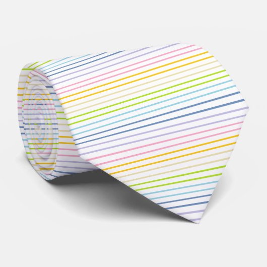 Cravate Rayures arc-en-ciel Pastel (Roulé)