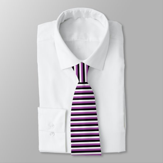 Cravate Rayures blanches noires pourpres (Attaché)