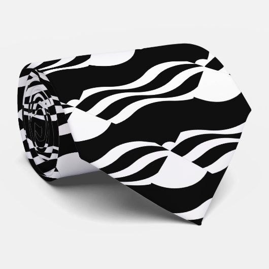 Cravate rayures blanches ondulées sur un arrière - plan no (Roulé)