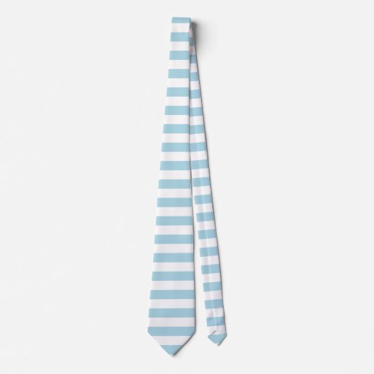 Cravate Rayures Bleu Clair et Blanc (Devant)