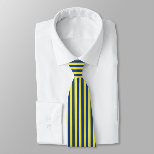 Cravate Rayures bleu foncé et jaune  (Attaché)