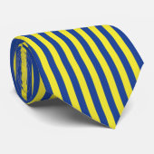 Cravate Rayures bleu foncé et jaune  (Roulé)