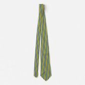 Cravate Rayures bleu foncé et jaune  (Dos)