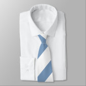 Cravate Rayures Bleu Poussiéreux et Blanc  (Attaché)