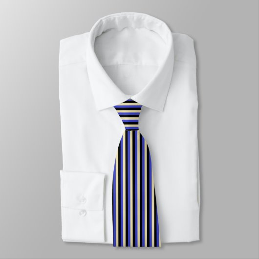 Cravate Rayures bleues, beiges et noires verticales (Attaché)