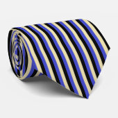 Cravate Rayures bleues, beiges et noires verticales (Roulé)