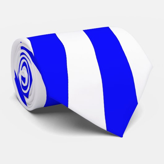 Cravate rayures bleues blanches (Roulé)