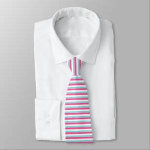 Cravate Rayures bleues de rose indien, blanches et en