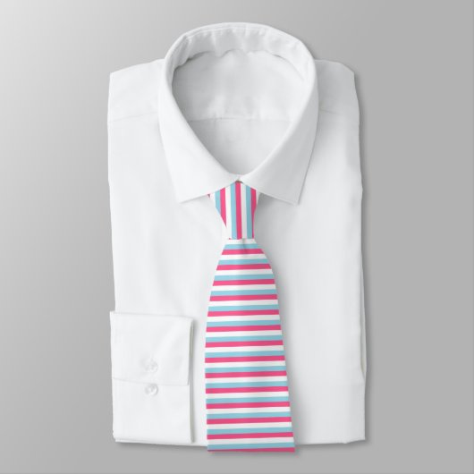 Cravate Rayures bleues de rose indien, blanches et en (Attaché)