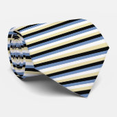 Cravate Rayures bleues/grises, blanches, beiges et noires (Roulé)