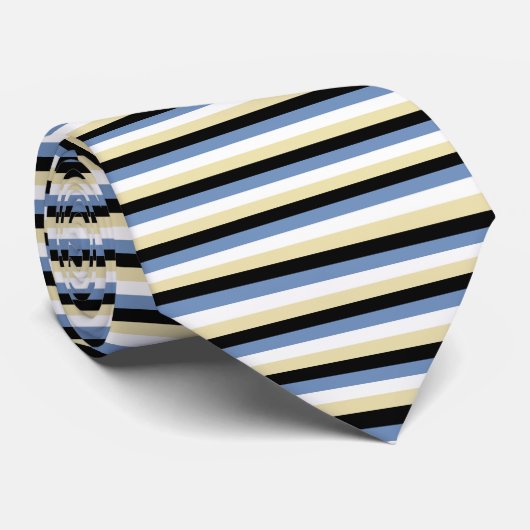 Cravate Rayures bleues/grises, blanches, beiges et noires (Roulé)