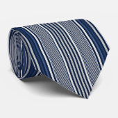 Cravate Rayures Classiques Bleu et Blanc (Roulé)