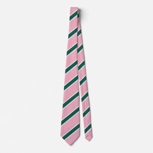 Cravate Rayures de bonbon rose et vert (Devant)
