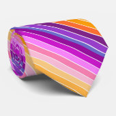 Cravate Rayures De Coucher De Soleil - Orange, Rose, Viole (Roulé)