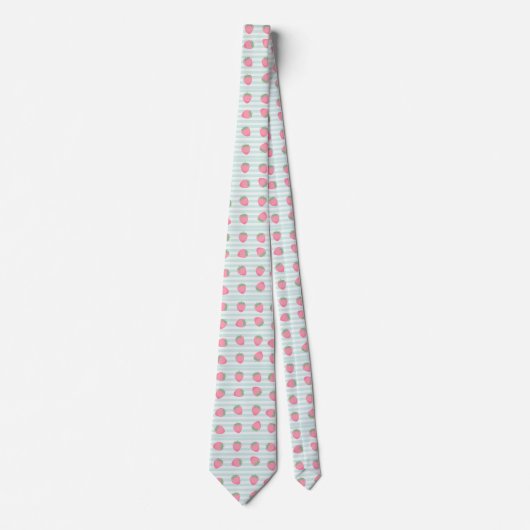 Cravate Rayures de fraise rose (Devant)