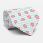 Cravate Rayures de fraise rose (Roulé)